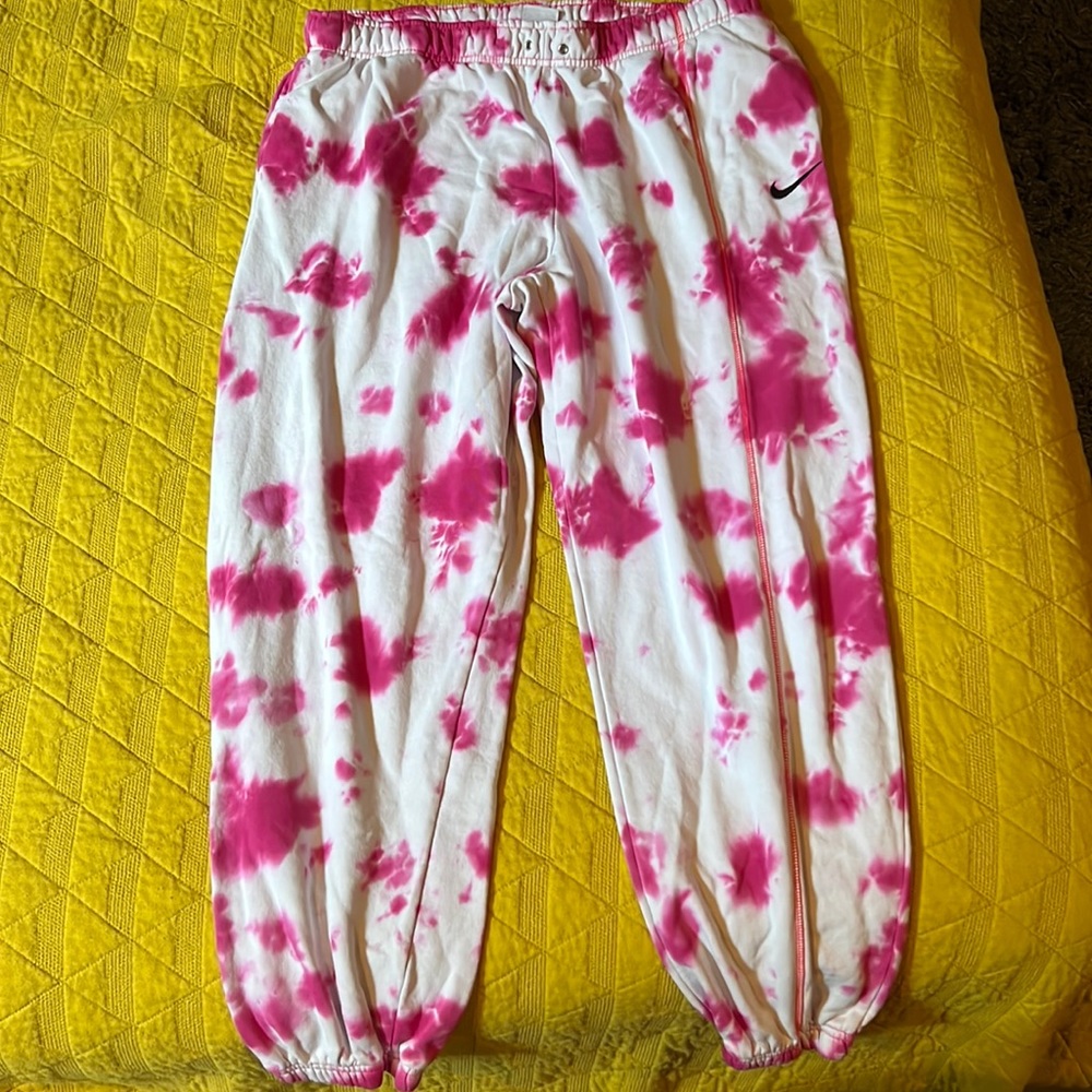 Pink and White Nike sweatpants